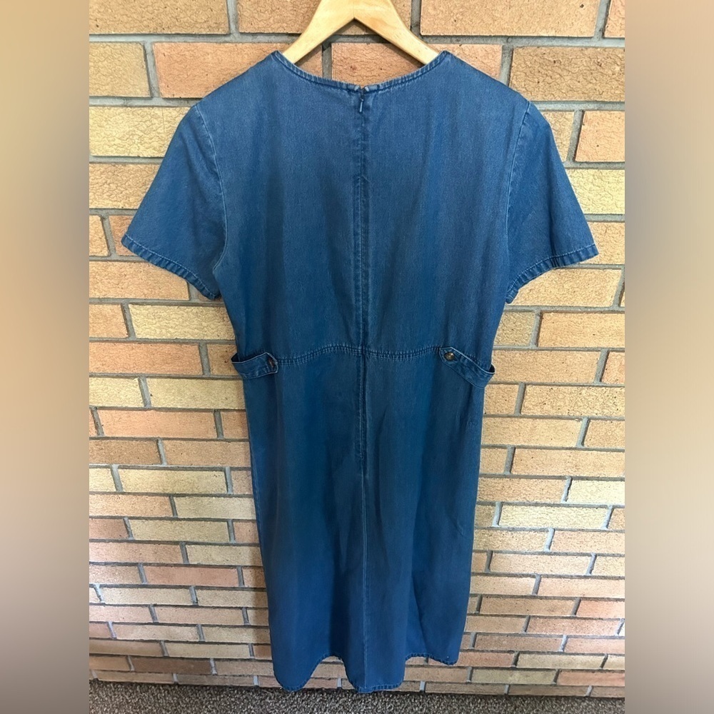 Talbots Womens Prairie Cottage Core Short Sleeve Denim Chambray Dress Size 8 - Picture 3 of 5